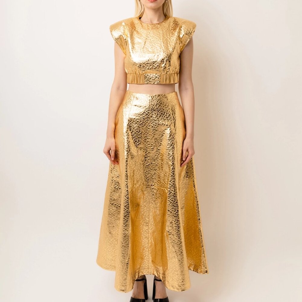 Faux Leather High Waist Maxi Skirt